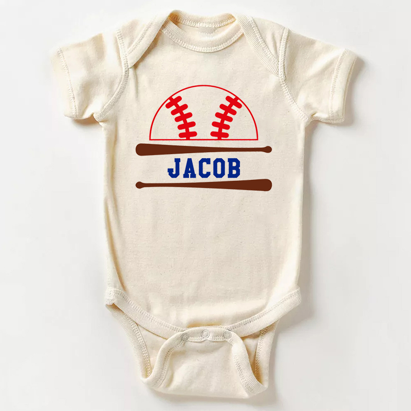 Personalized Baseball Bat Bodysuit For Baby