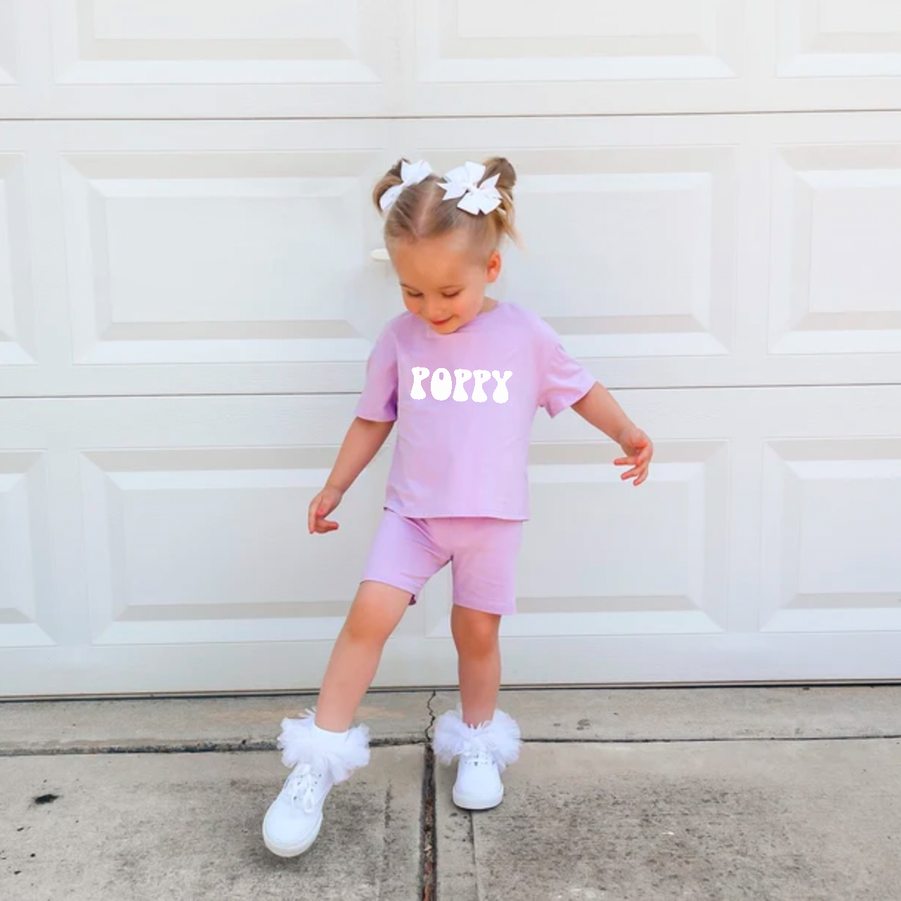 Personalized Toddler Girls Biker Shorts&Tee