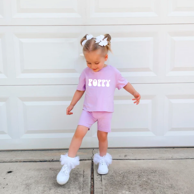 Personalized Toddler Girls Biker Shorts&Tee