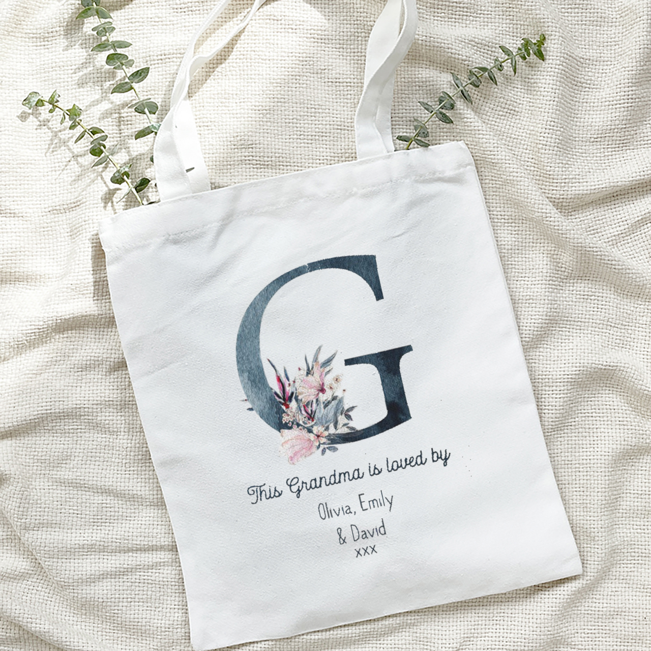 Personalized Mother's Day Tote Bag (Watercolor)