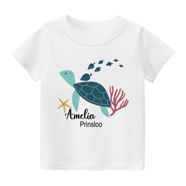 Personalized Turtle And Starfish Kids T-Shirt