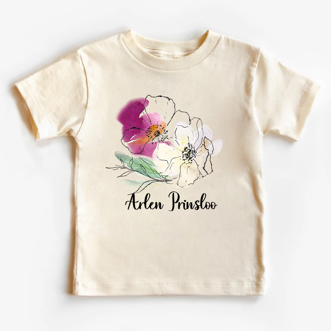 Personalized Ink Flowers Kids T-Shirt