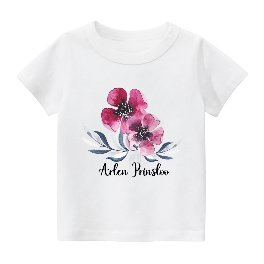 Personalized Ink Flowers Kids T-Shirt