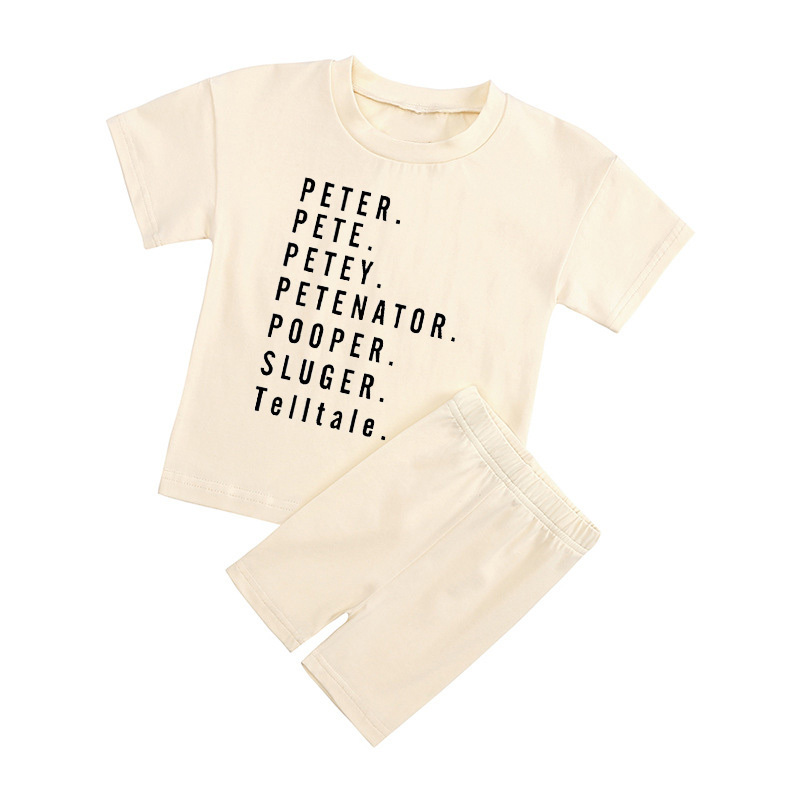 Nickname Toddler Custom Peach Boho Biker Shorts&Tee