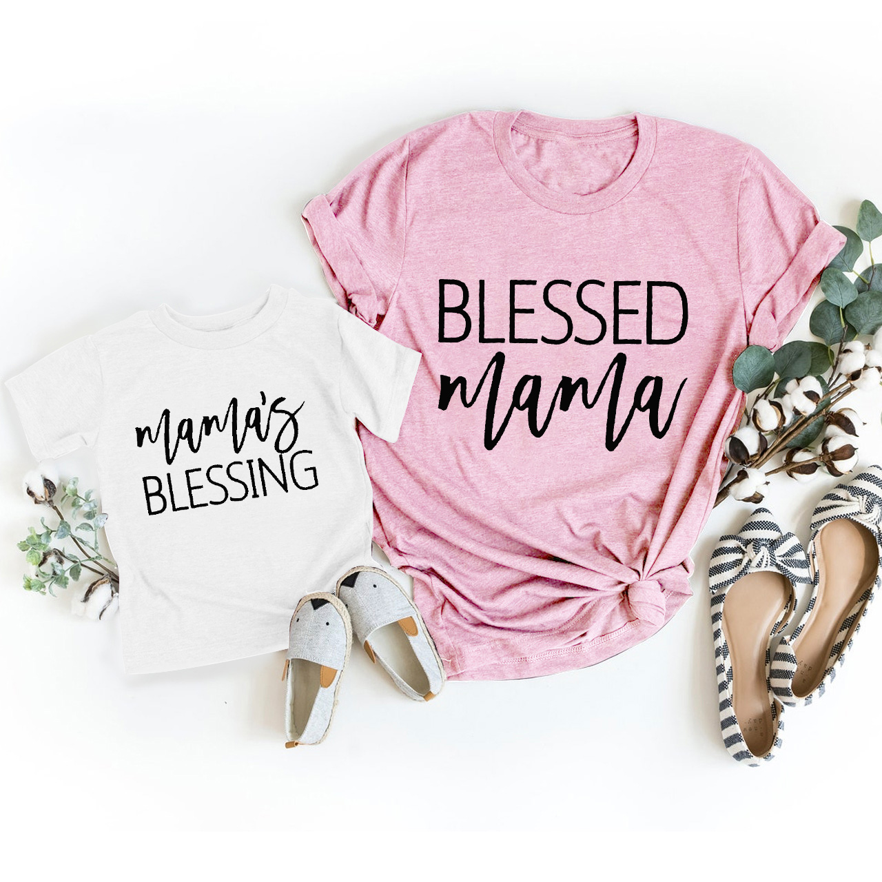 Blessed Mama or Mama's Blessing-Mother's Day MatchingTees