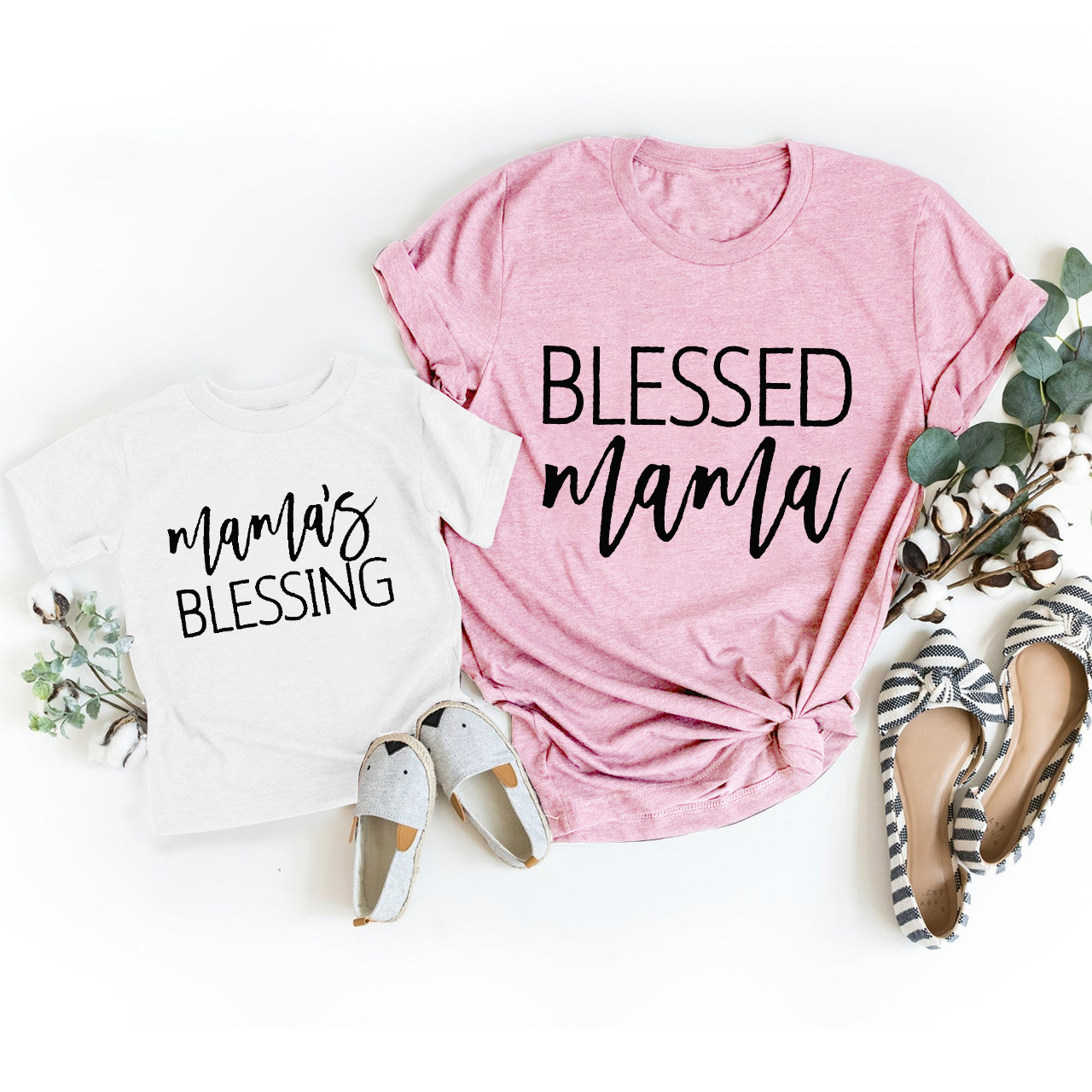 Blessed Mama or Mama's Blessing-Mother's Day MatchingTees