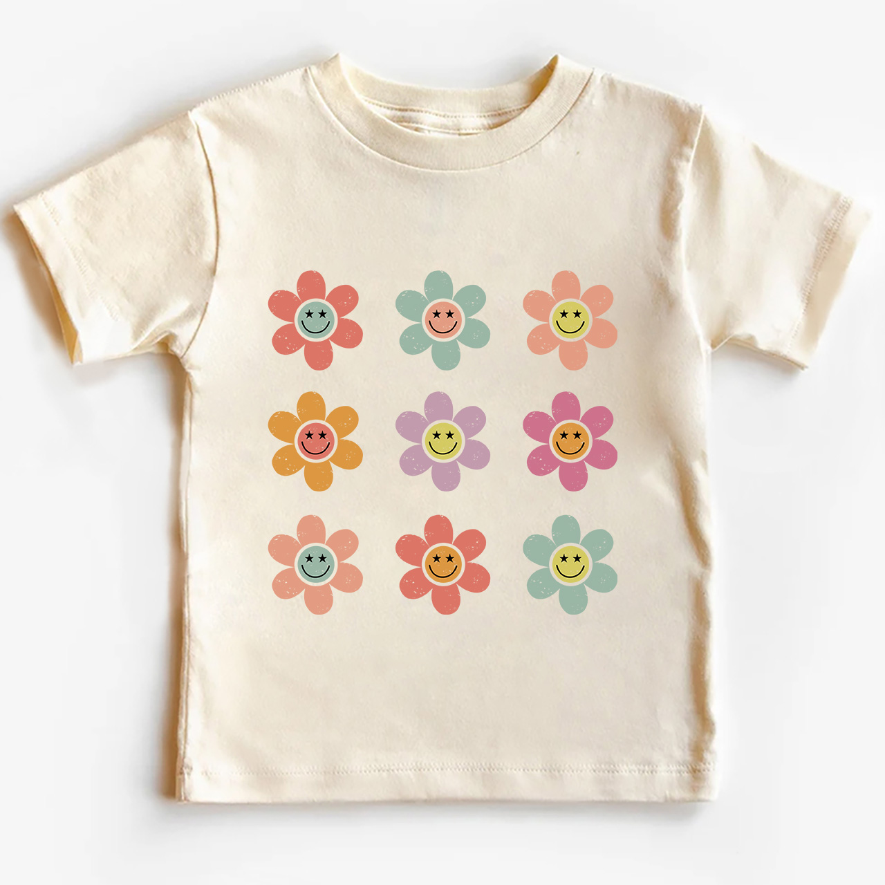 Happy Face Flowers Summer Kids T-Shirts