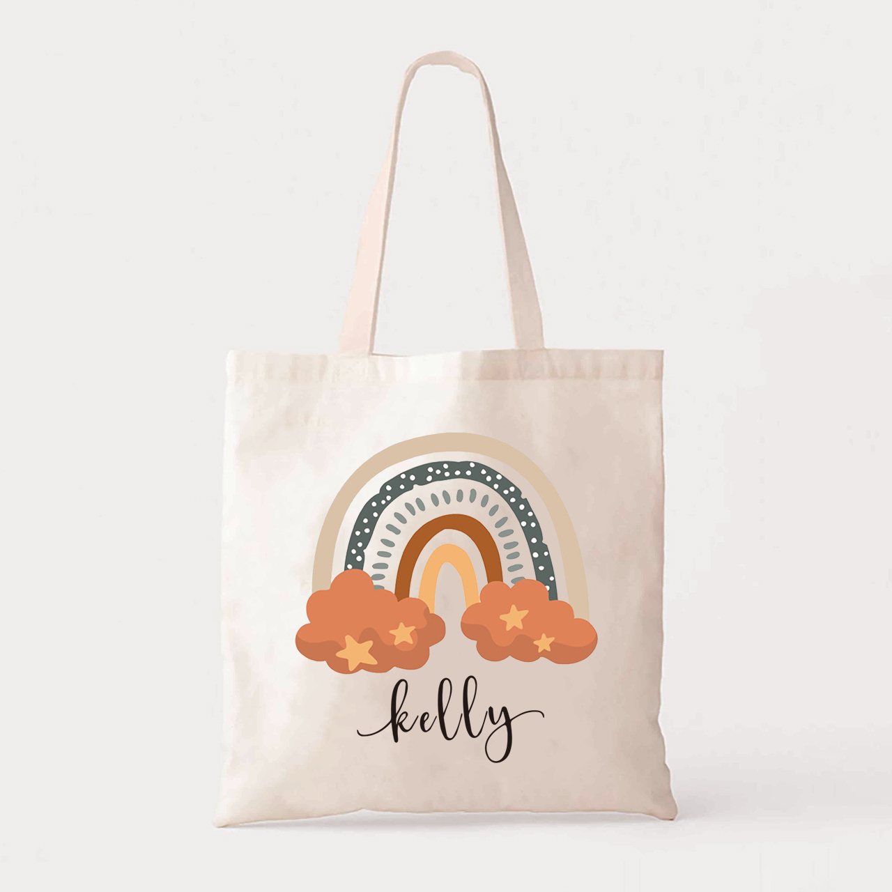 Personalized Terracotta Kids Name School Tote Bag