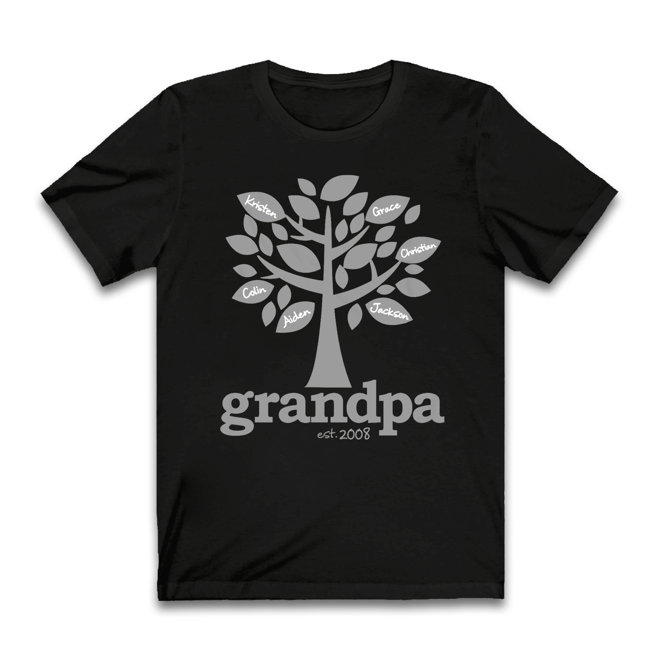 Personalized Family Tree Grandpa Established T-shirt