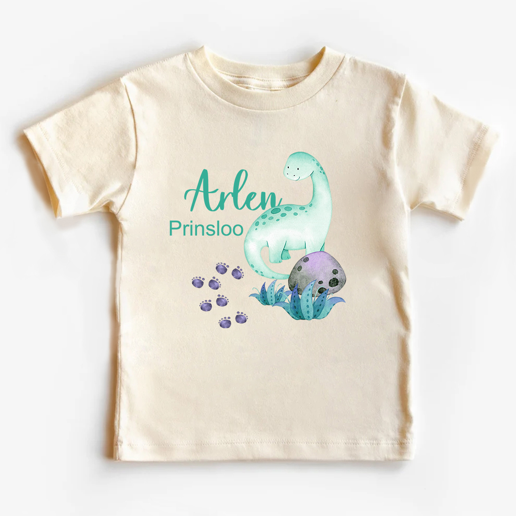 Personalized Dinosaur Footprints With Kids Name T-Shirt