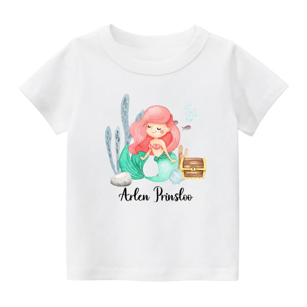 Personalized Mermaid Princess With Kids Name T-Shirt