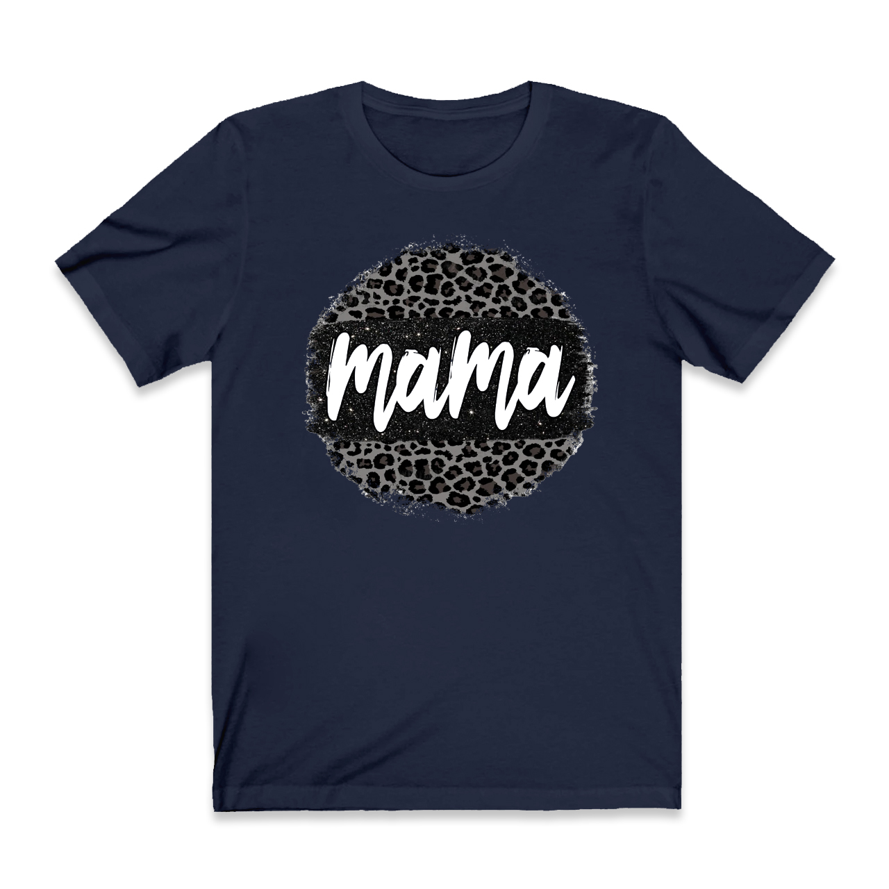 Black Leopard Mama Circle Retro T-Shirt