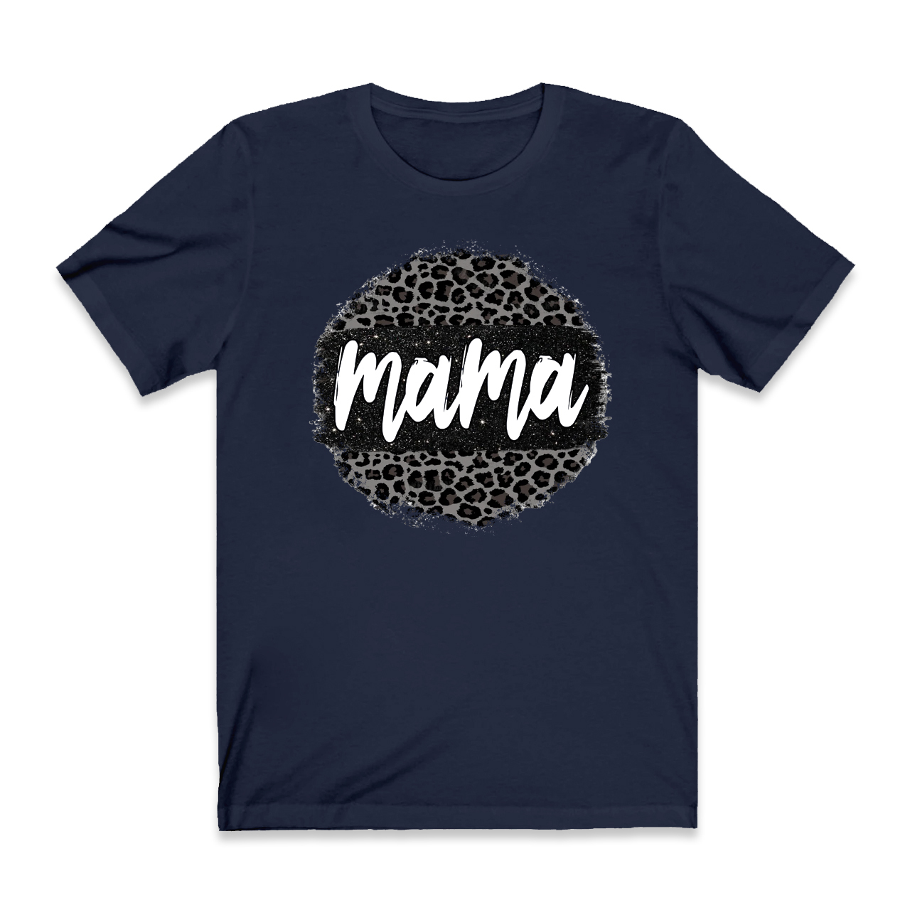 Black Leopard Mama Circle Retro T-Shirt