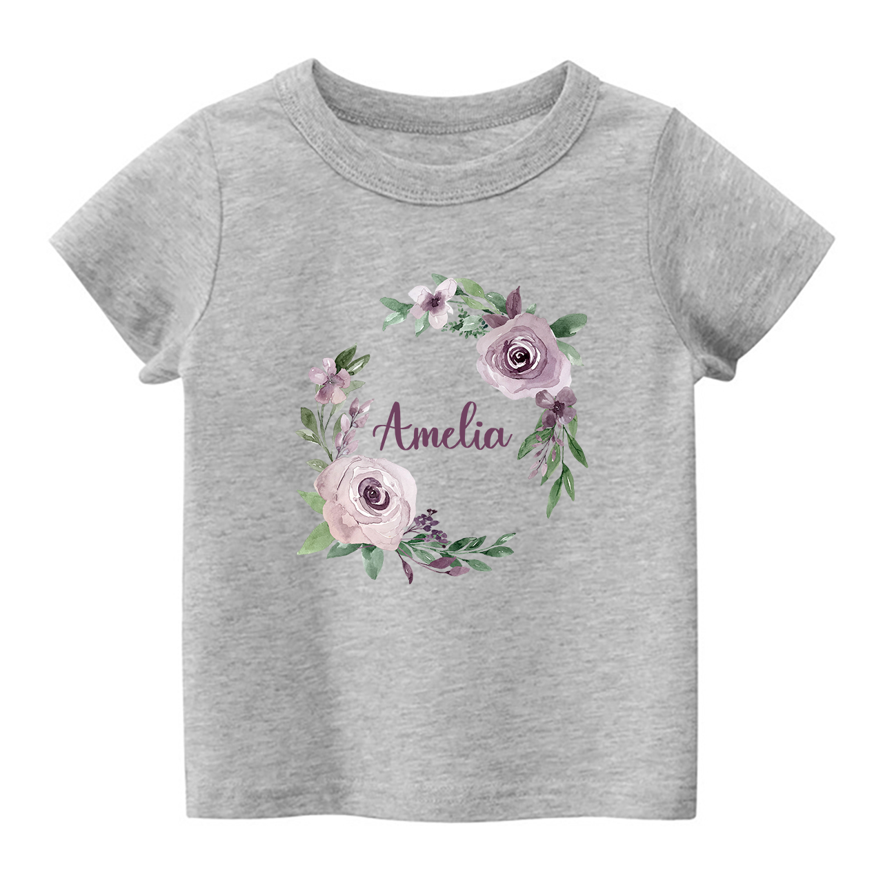 Personalized Light Purple Wreath Shirt For Kids