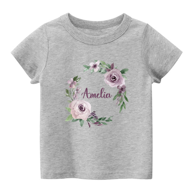 Personalized Light Purple Wreath Shirt For Kids