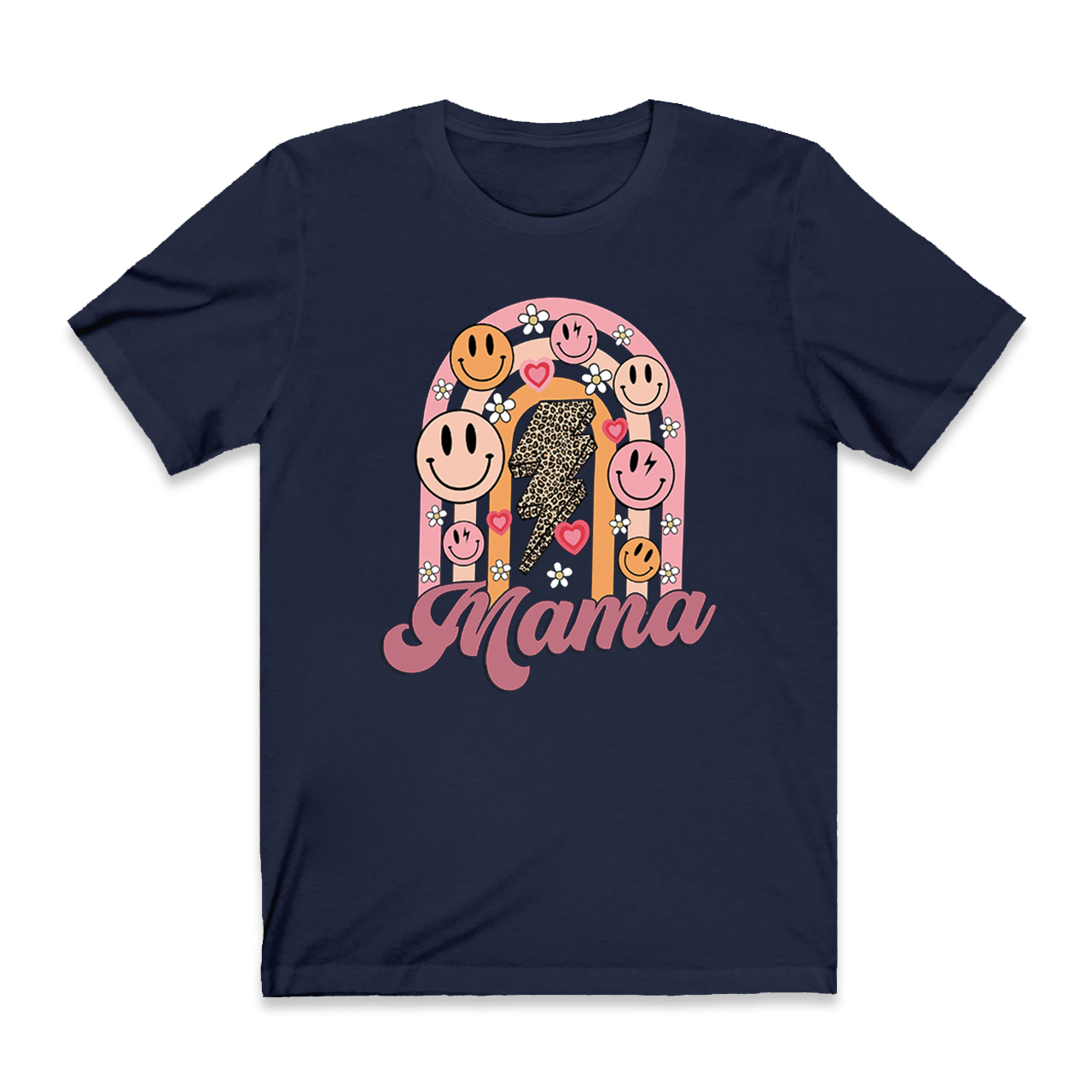 Retro Floral Heart Smiley Face Mama Tees