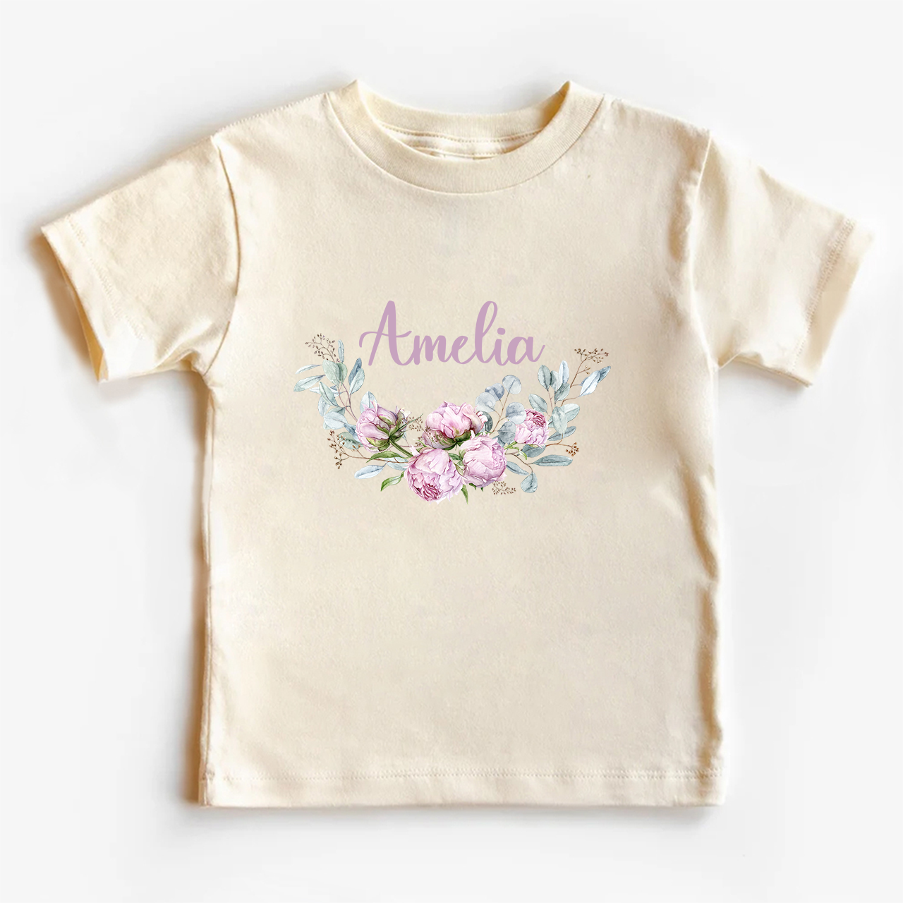 Personalized Purple Peony Shirt For Kids
