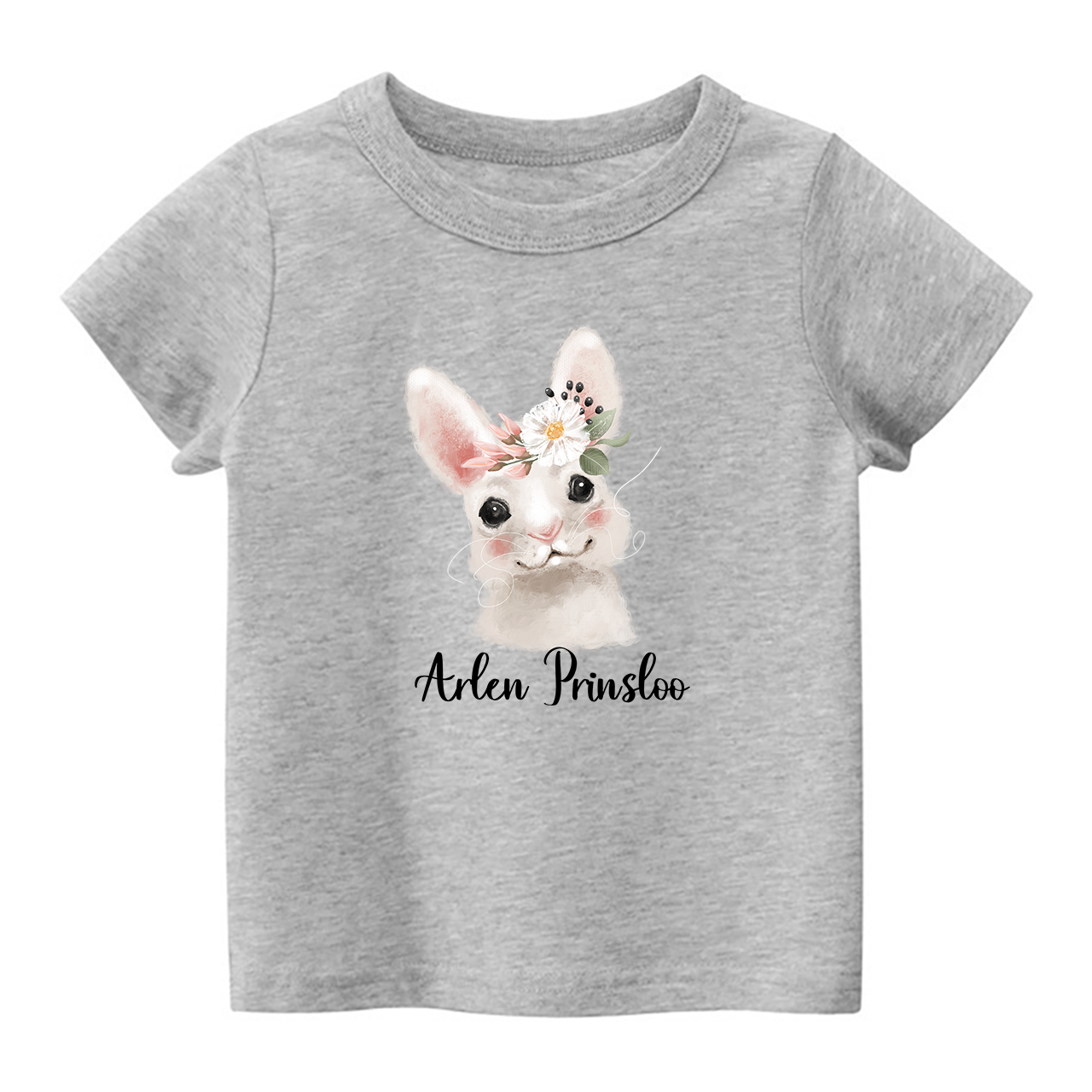 Personalized Watercolor Tilted Rabbit Shirt For Kids