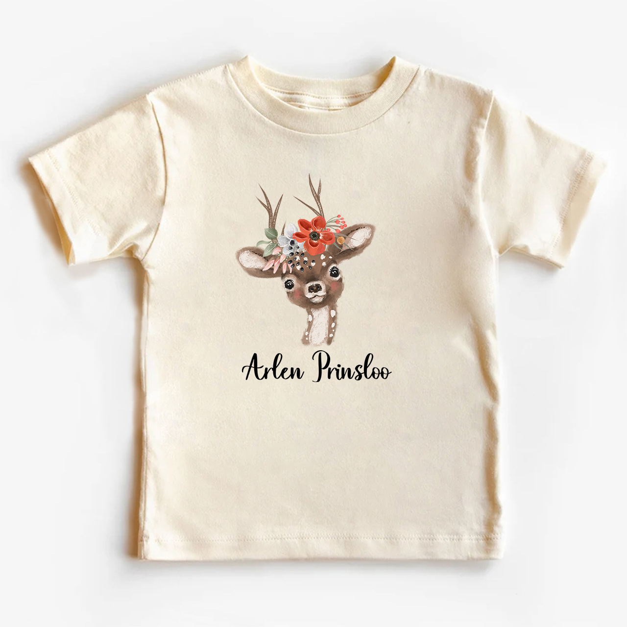 Personalized Watercolor Deer Shirt For Kids