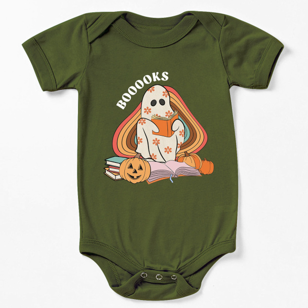 Retro Books Ghost Halloween Baby Bodysuit