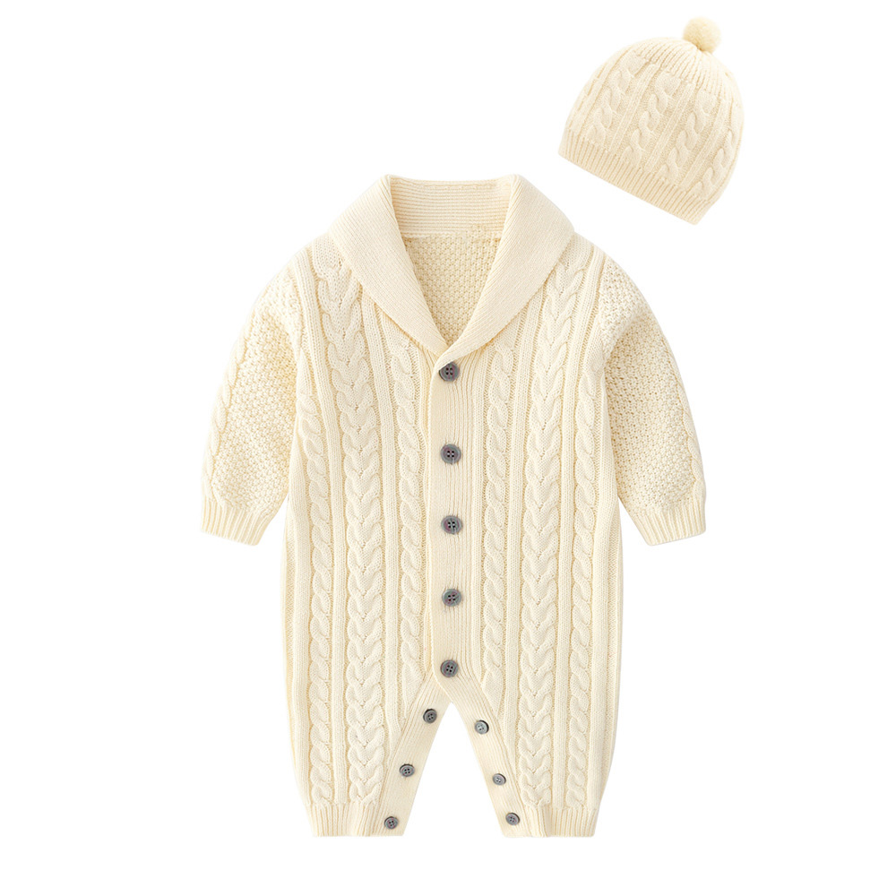 Autumn  Embroidered Baby Knitted Romper Sets