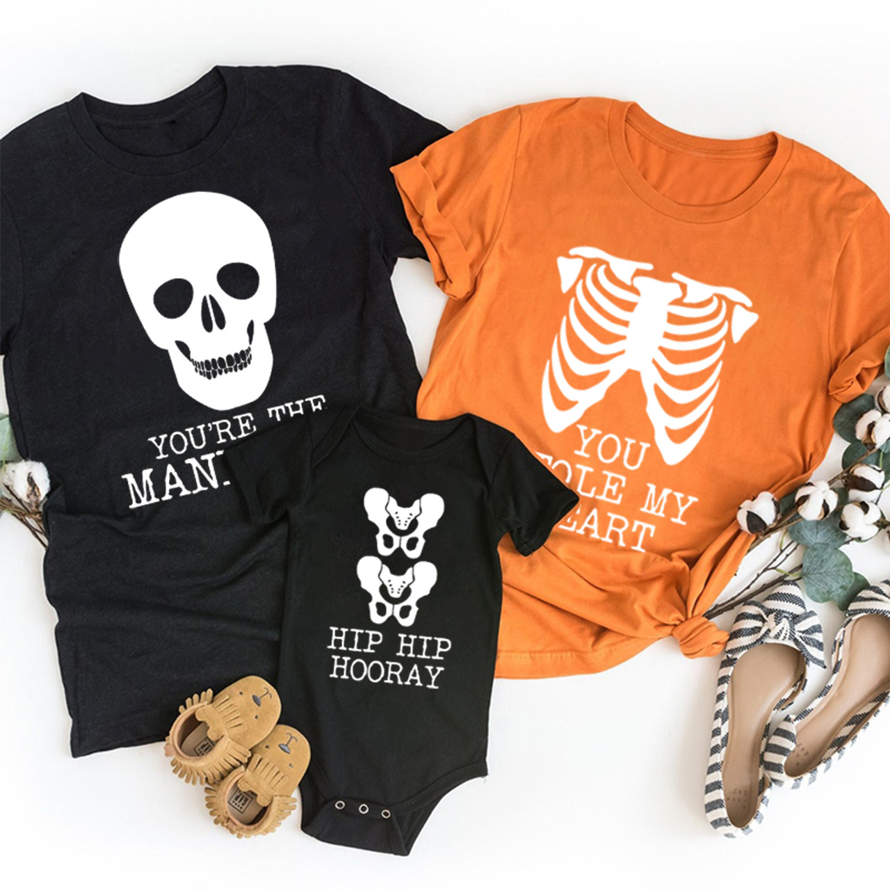 Skeleton Puns Funny Family Matching Halloween Party Tees
