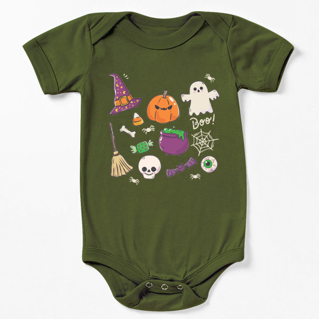 Pumpkin Witch Ghost Skull Baby Bodysuit