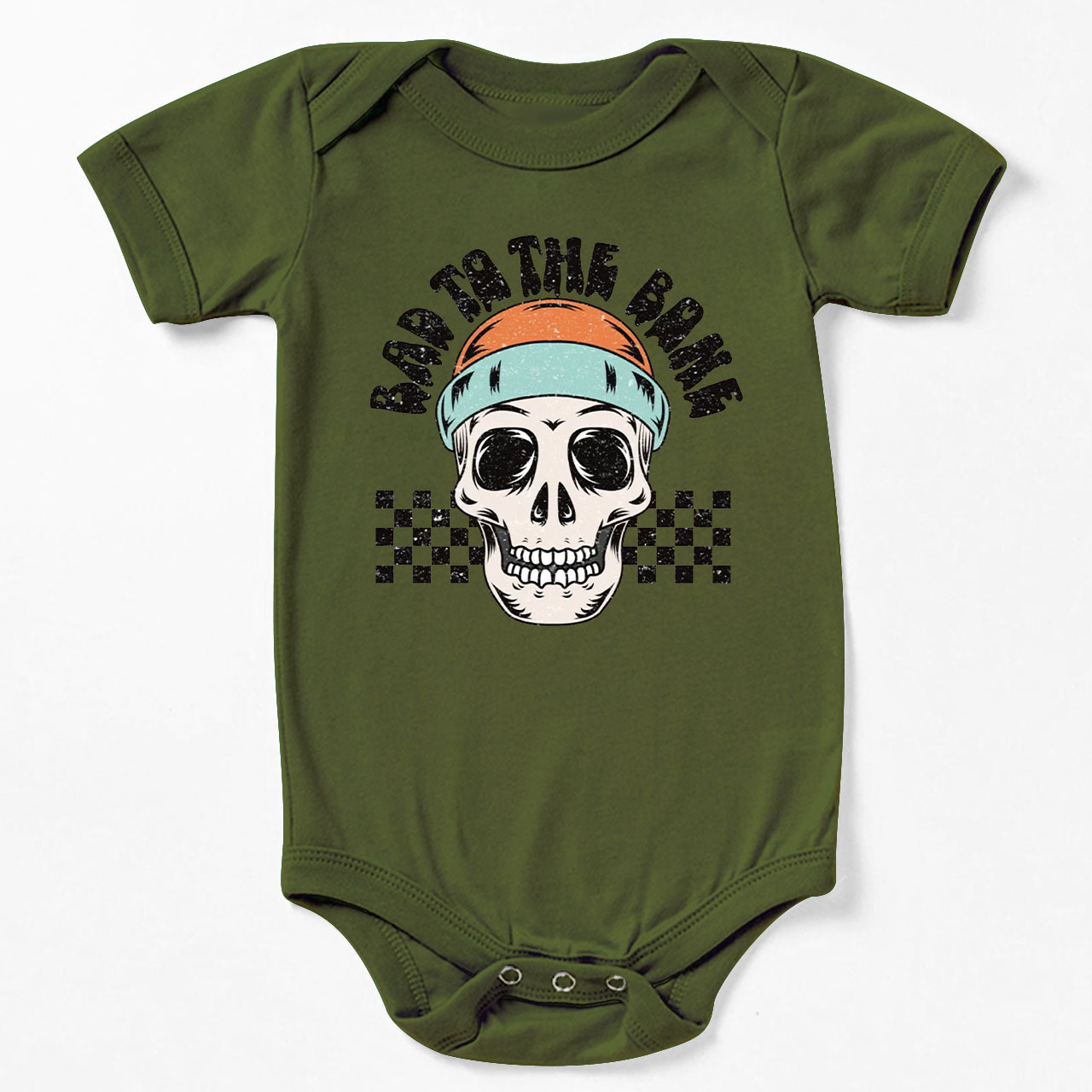 Bad To The Bone Skull Halloween Baby Bodysuit