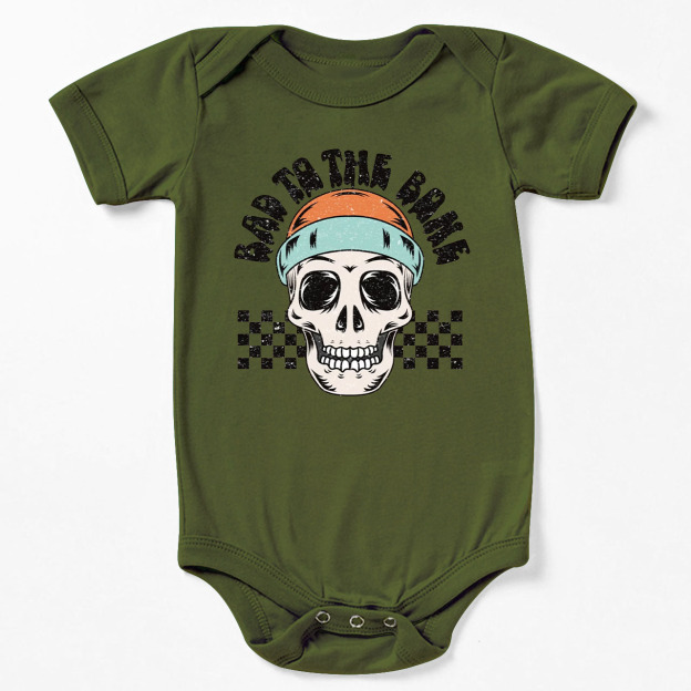 Bad To The Bone Skull Halloween Baby Bodysuit