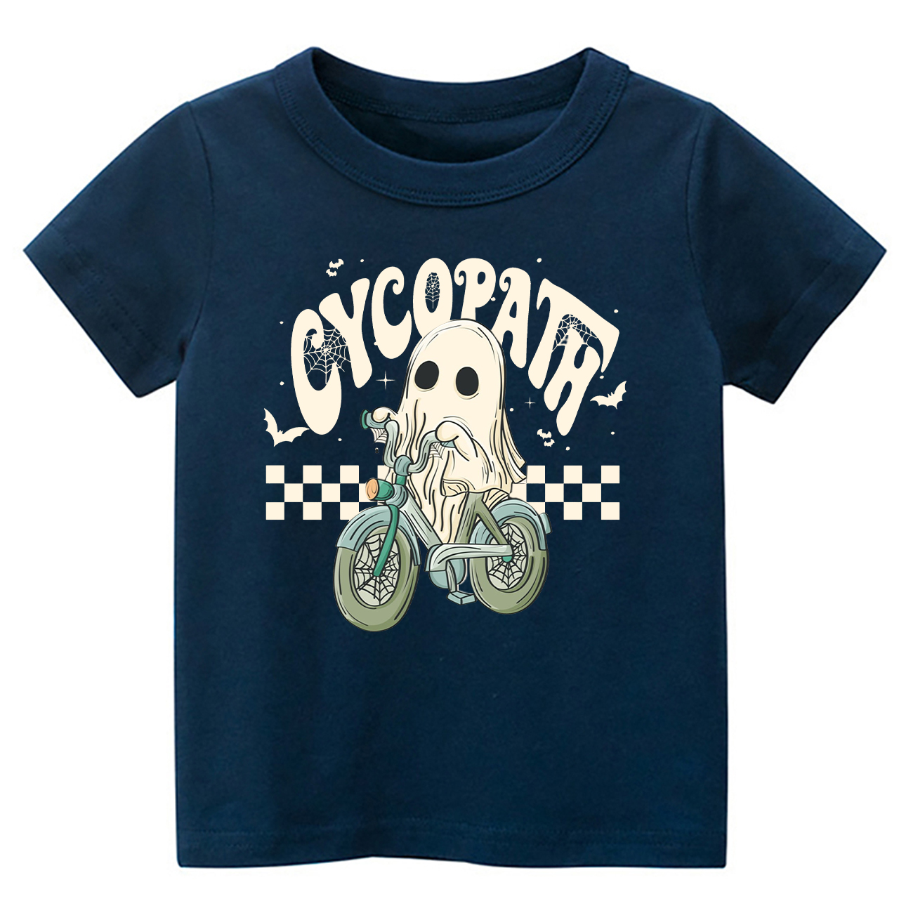 Funny Ghost On Bike Kids Halloween Tee
