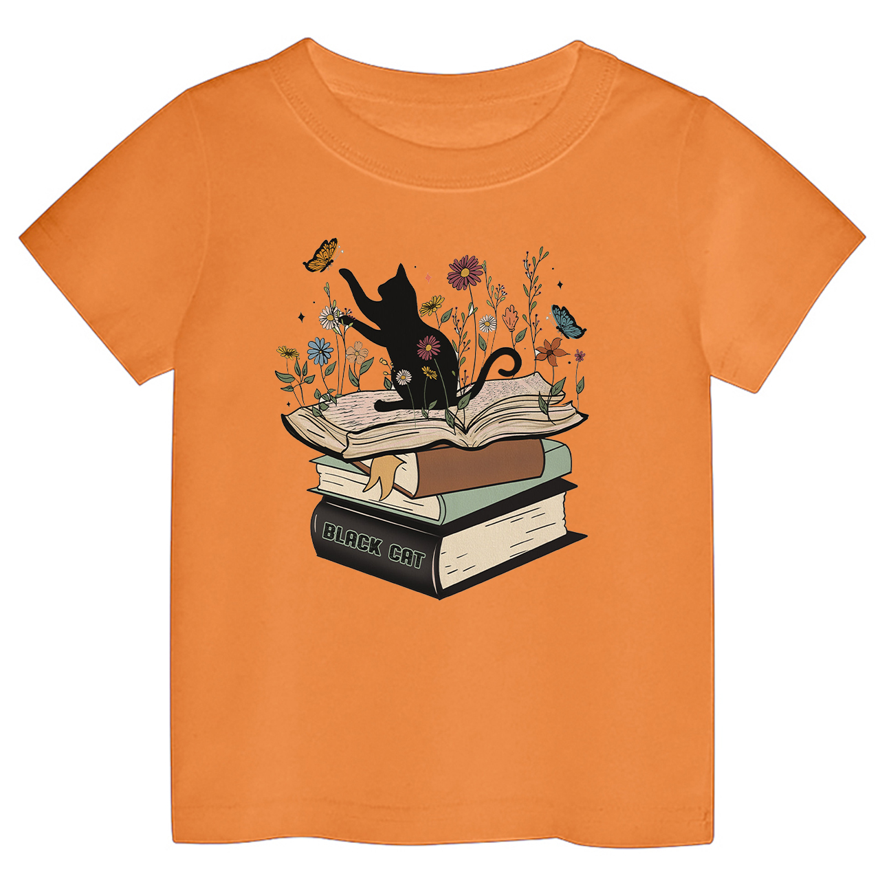 Halloween Playful Cat Flower Retro Kids Shirt 