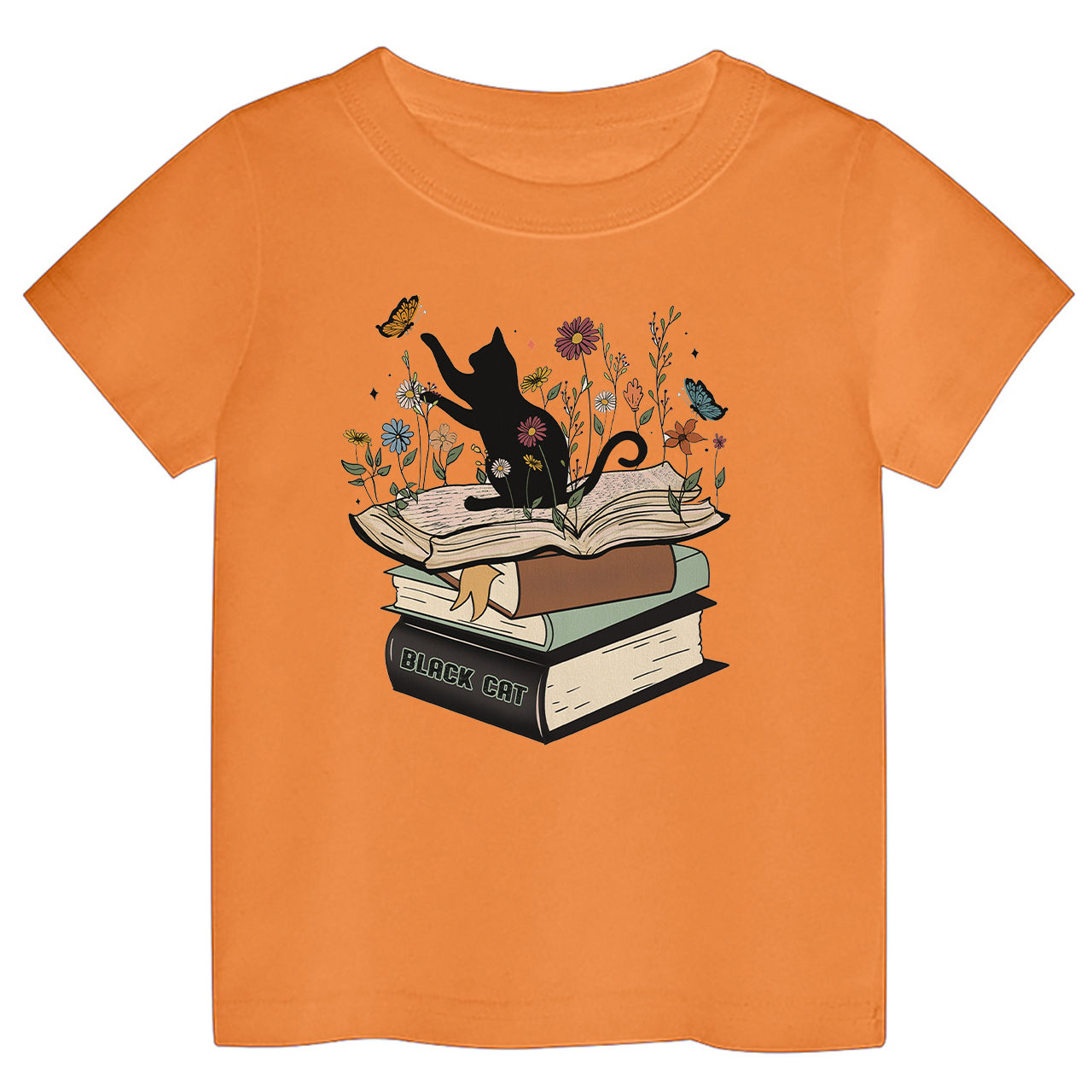 Halloween Playful Cat Flower Retro Kids Shirt 