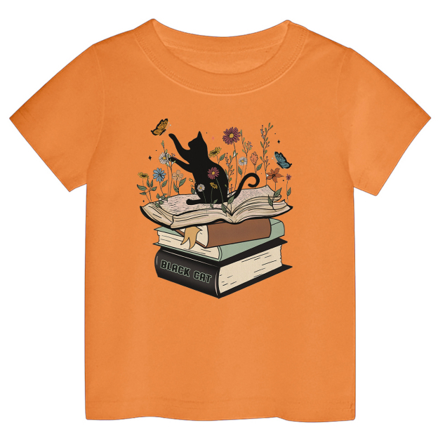 Halloween Playful Cat Flower Retro Kids Shirt 