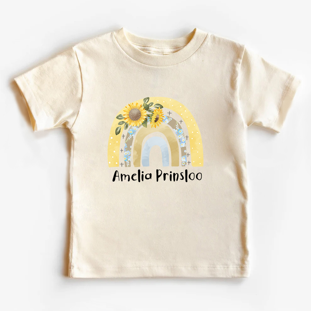 Personalized Yellow Rainbow Kids T-Shirt