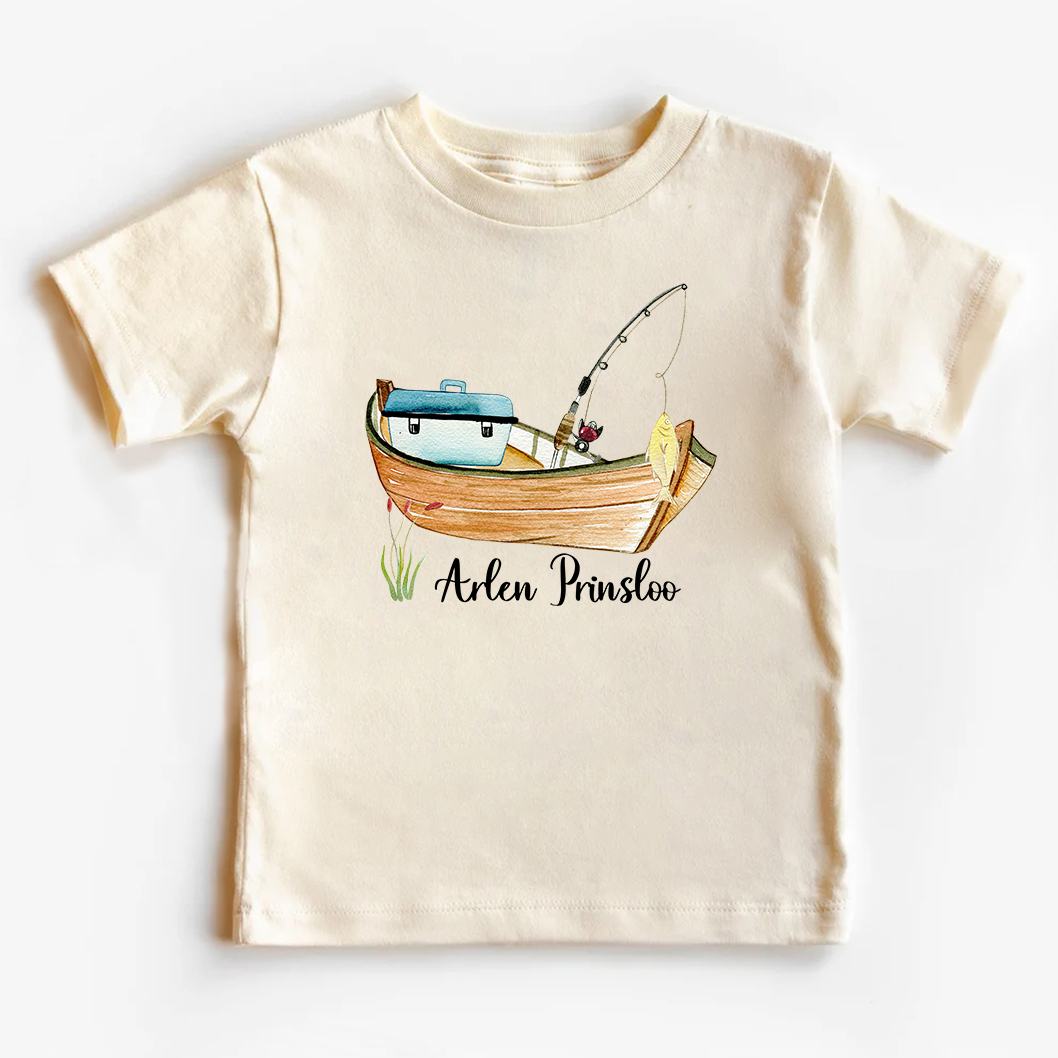 Personalized Boat Fishing Kids Name T-Shirt
