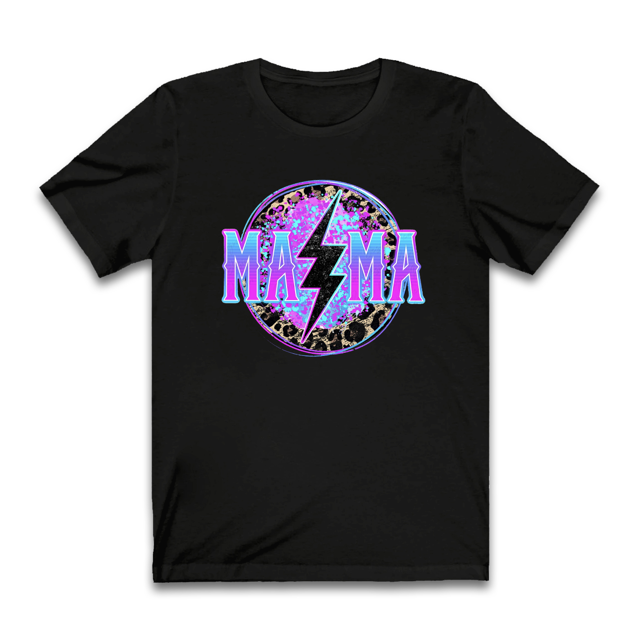 Mama Lightning Bolt Retro Leopard T-Shirt