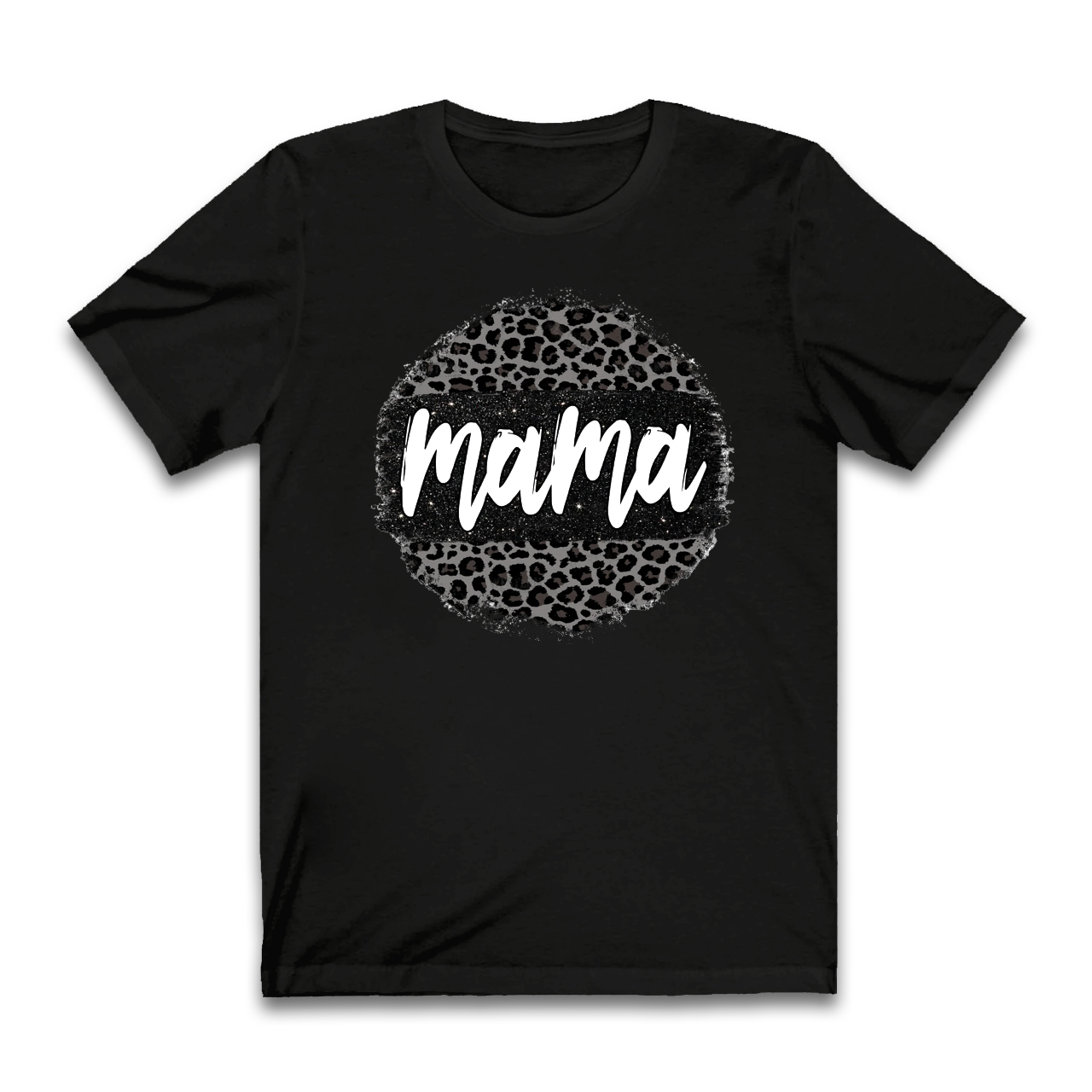 Black Leopard Mama Circle Retro T-Shirt