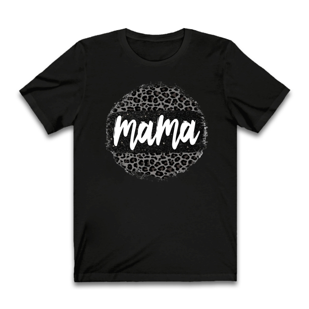 Black Leopard Mama Circle Retro T-Shirt