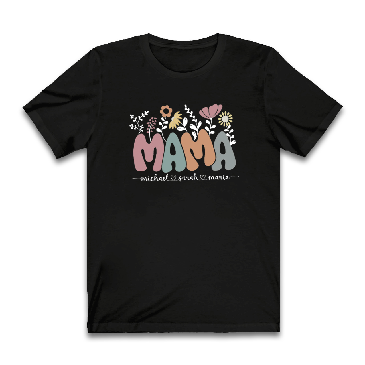 Personalized Floral Mom Shirt With Kids Names