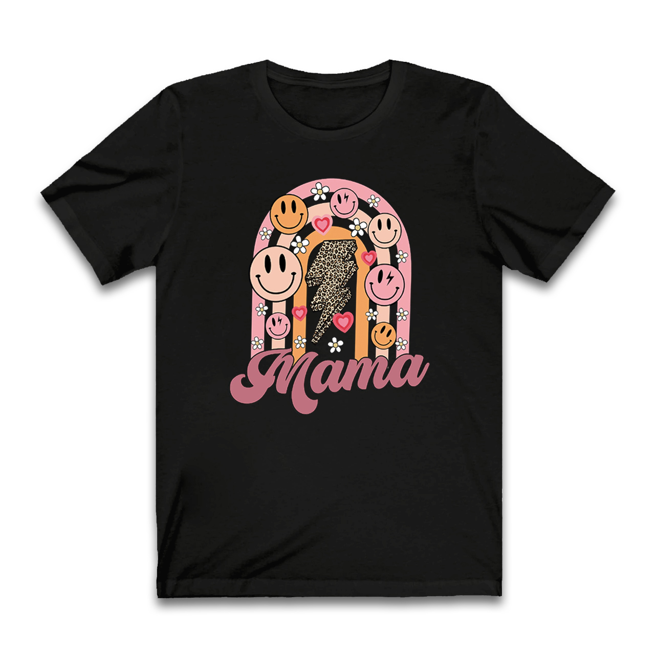Retro Floral Heart Smiley Face Mama Tees