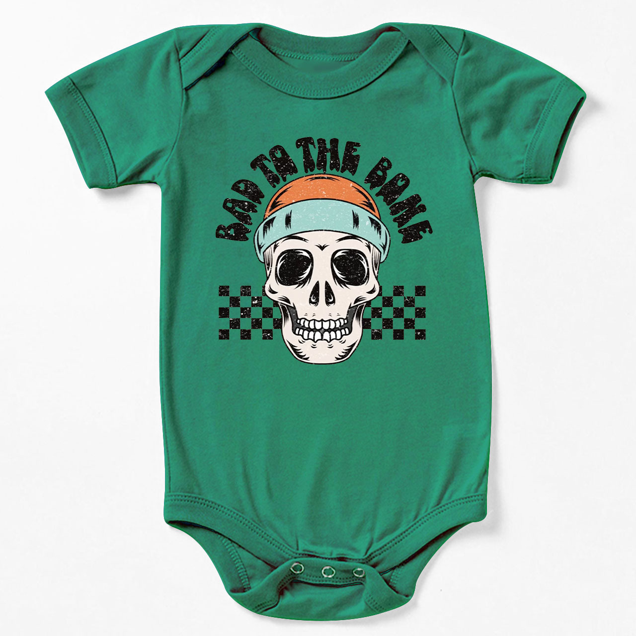 Bad To The Bone Skull Halloween Baby Bodysuit