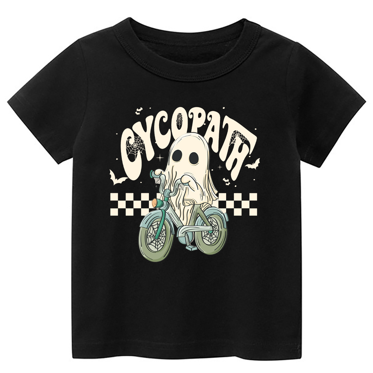 Funny Ghost On Bike Kids Halloween Tee