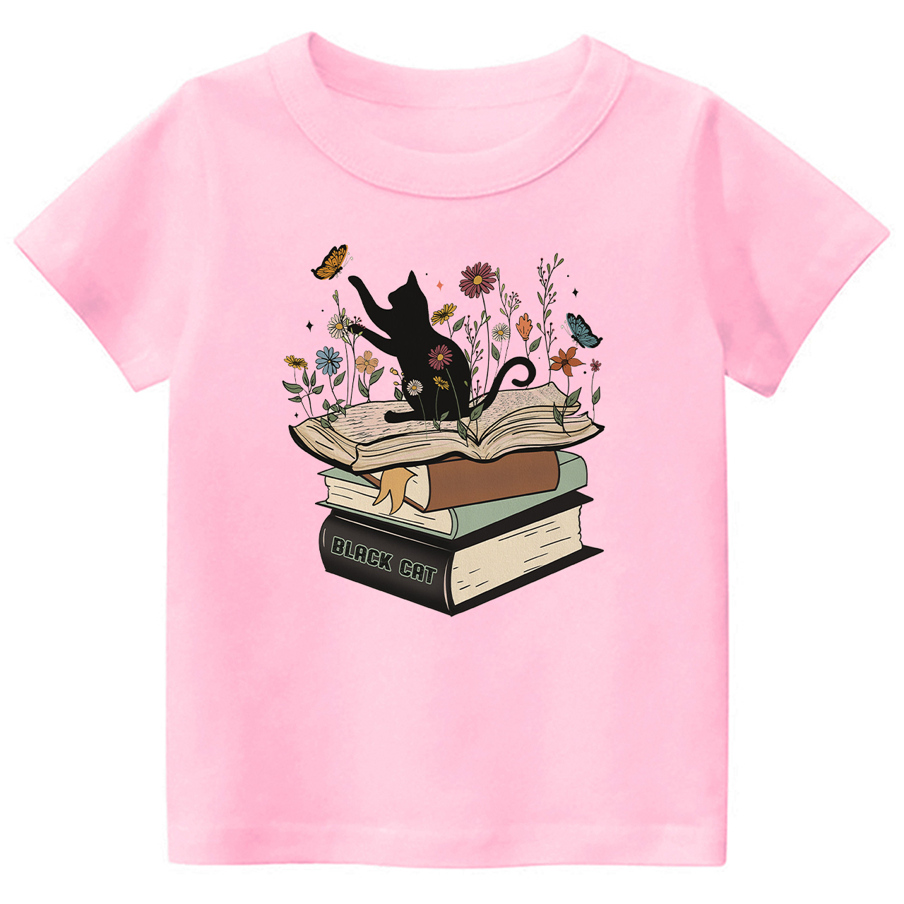 Halloween Playful Cat Flower Retro Kids Shirt 