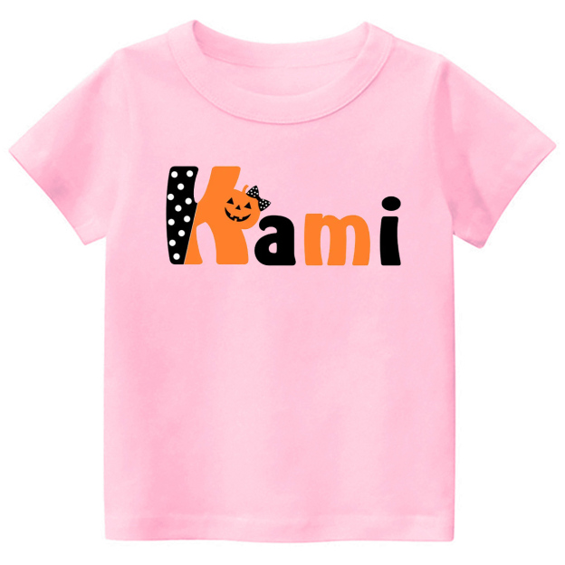 Personalized Halloween Pumpkin Letters Kids Shirt 
