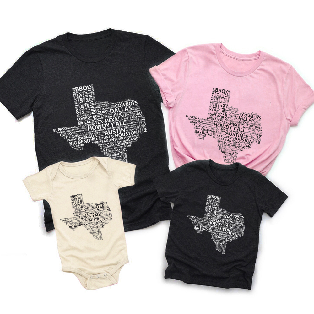Words of Texas Family Matching Shirts