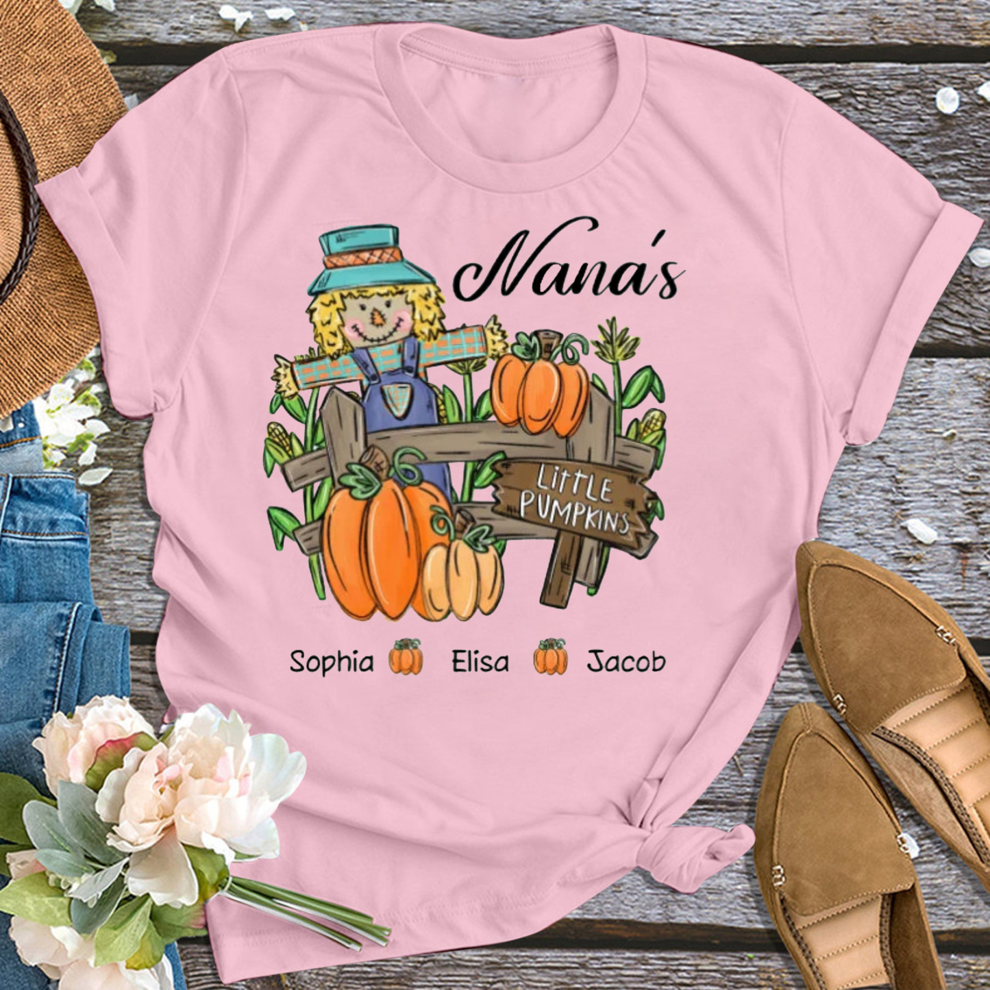 Scarecrow Thanksgiving Personalized Grandma Shirt 