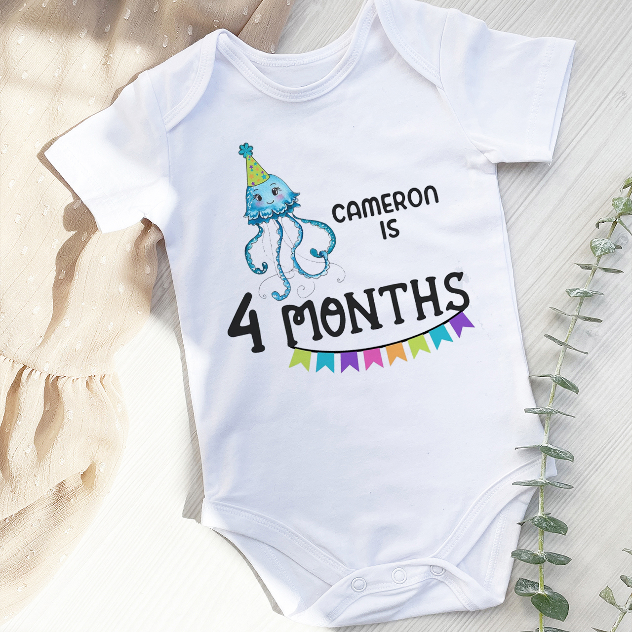 Personalized Animal Milestone Baby Bodysuit