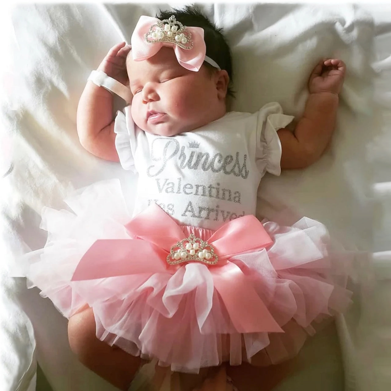 Personalized Pink Baby Girl Tutu Dress 4 Piece Sets
