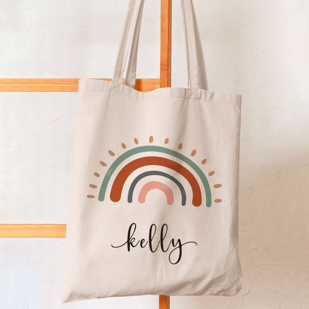 Personalized Retro Kids Name School Tote Bag
