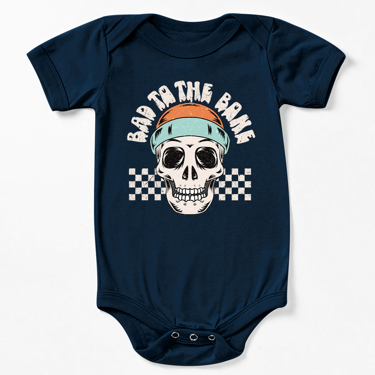Bad To The Bone Skull Halloween Baby Bodysuit